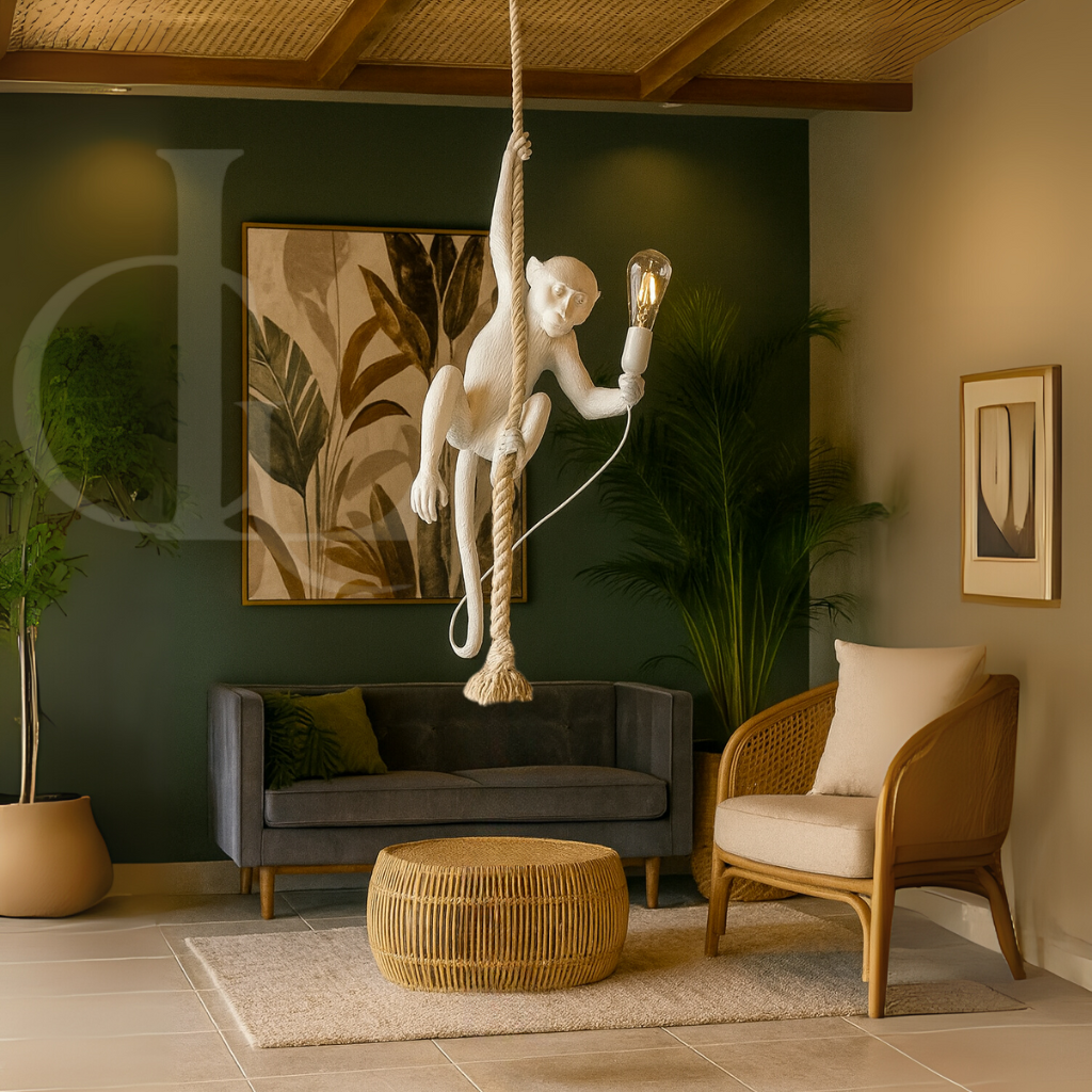 White Monkey Hanging Light